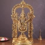 Large Brass Tirupati Balaji with Hanuman & Garuda | 22" Divine Masterpiece | 15kg Thiruvachi Prabhavali Frame | Sacred Temple Art | Jaipurio